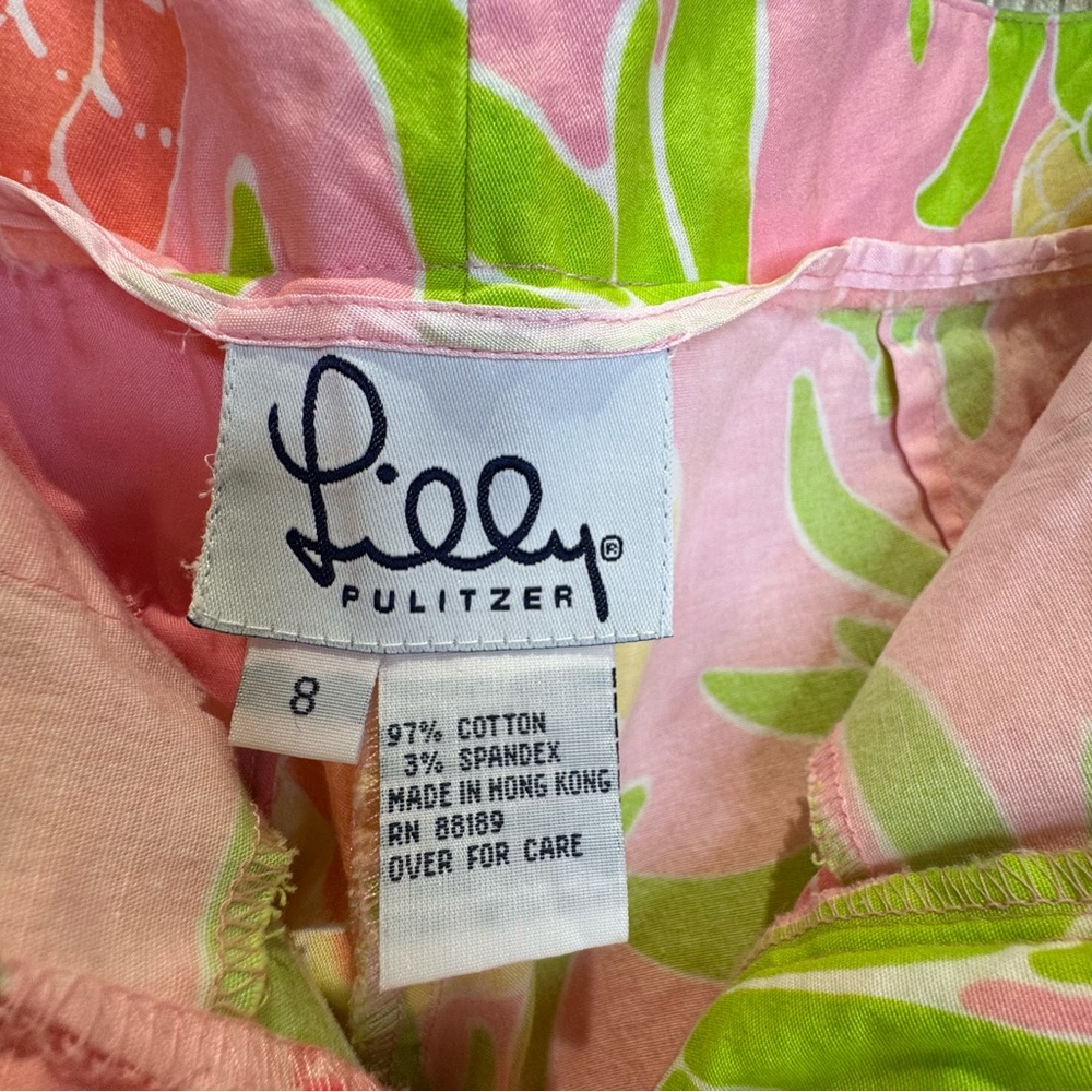 Lilly Pulitzer Women's Size 8 Vintage 90s Pineapple Print Capri Pants Pink Green - Picture 5 of 5